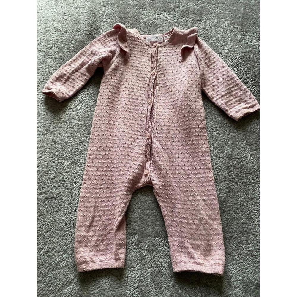 Zara Baby Girl One Piece Romper 6-9 mo Cotton Blend New s1